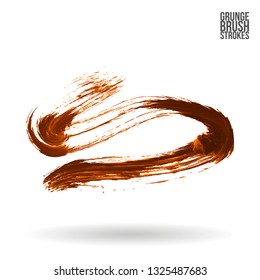 Orange brush stroke and texture. Grunge vector abstract hand - painted element. Underline and border design.