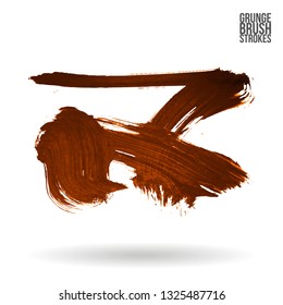 Orange brush stroke and texture. Grunge vector abstract hand - painted element. Underline and border design.