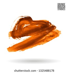 Orange brush stroke and texture. Grunge vector abstract hand - painted element. Underline and border design.