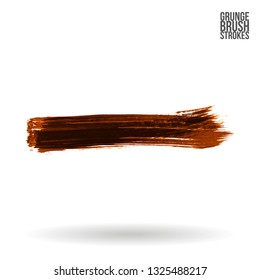 Orange brush stroke and texture. Grunge vector abstract hand - painted element. Underline and border design.