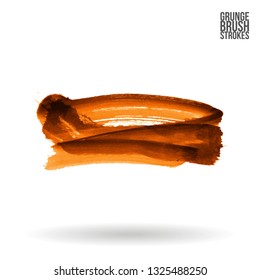 Orange brush stroke and texture. Grunge vector abstract hand - painted element. Underline and border design.