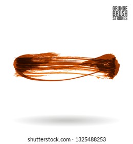 Orange brush stroke and texture. Grunge vector abstract hand - painted element. Underline and border design.