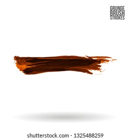 Orange brush stroke and texture. Grunge vector abstract hand - painted element. Underline and border design.