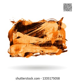 Orange brush stroke and texture. Grunge vector abstract hand - painted element. Underline and border design.