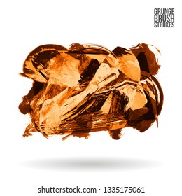 Orange brush stroke and texture. Grunge vector abstract hand - painted element. Underline and border design.