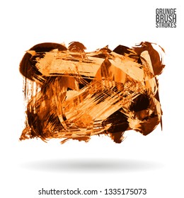 Orange brush stroke and texture. Grunge vector abstract hand - painted element. Underline and border design.