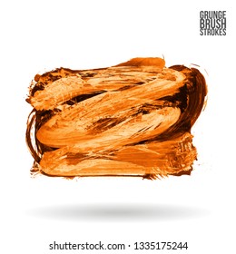 Orange brush stroke and texture. Grunge vector abstract hand - painted element. Underline and border design.