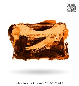 Orange brush stroke and texture. Grunge vector abstract hand - painted element. Underline and border design.