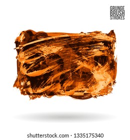 Orange brush stroke and texture. Grunge vector abstract hand - painted element. Underline and border design.