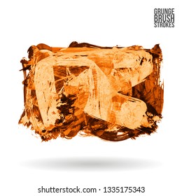 Orange brush stroke and texture. Grunge vector abstract hand - painted element. Underline and border design.