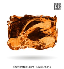 Orange brush stroke and texture. Grunge vector abstract hand - painted element. Underline and border design.