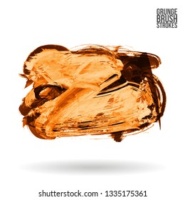Orange brush stroke and texture. Grunge vector abstract hand - painted element. Underline and border design.