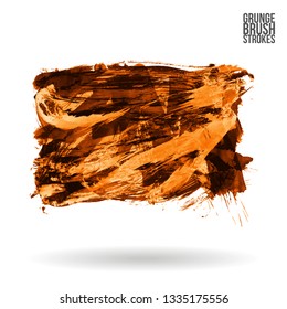 Orange brush stroke and texture. Grunge vector abstract hand - painted element. Underline and border design.