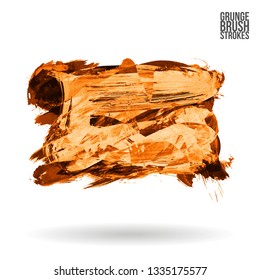 Orange brush stroke and texture. Grunge vector abstract hand - painted element. Underline and border design.