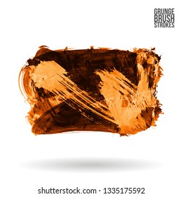 Orange brush stroke and texture. Grunge vector abstract hand - painted element. Underline and border design.