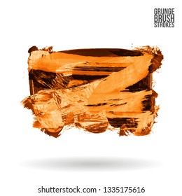 Orange brush stroke and texture. Grunge vector abstract hand - painted element. Underline and border design.