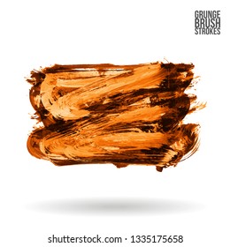 Orange brush stroke and texture. Grunge vector abstract hand - painted element. Underline and border design.
