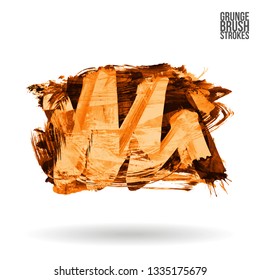 Orange brush stroke and texture. Grunge vector abstract hand - painted element. Underline and border design.