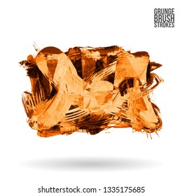 Orange brush stroke and texture. Grunge vector abstract hand - painted element. Underline and border design.