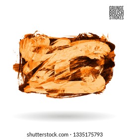 Orange brush stroke and texture. Grunge vector abstract hand - painted element. Underline and border design.