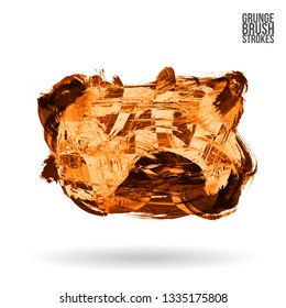 Orange brush stroke and texture. Grunge vector abstract hand - painted element. Underline and border design.
