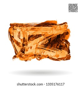 Orange brush stroke and texture. Grunge vector abstract hand - painted element. Underline and border design.