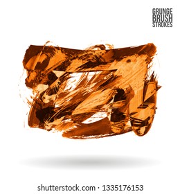 Orange brush stroke and texture. Grunge vector abstract hand - painted element. Underline and border design.