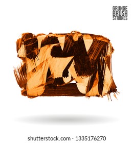 Orange brush stroke and texture. Grunge vector abstract hand - painted element. Underline and border design.
