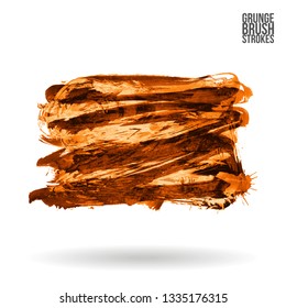Orange brush stroke and texture. Grunge vector abstract hand - painted element. Underline and border design.