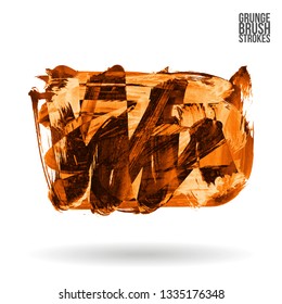 Orange brush stroke and texture. Grunge vector abstract hand - painted element. Underline and border design.
