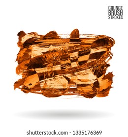 Orange brush stroke and texture. Grunge vector abstract hand - painted element. Underline and border design.