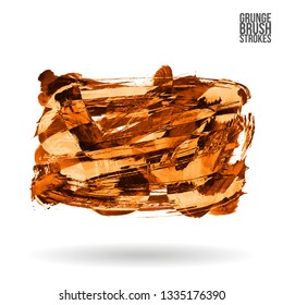 Orange brush stroke and texture. Grunge vector abstract hand - painted element. Underline and border design.