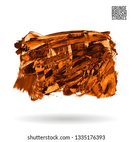 Orange brush stroke and texture. Grunge vector abstract hand - painted element. Underline and border design.