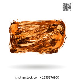 Orange brush stroke and texture. Grunge vector abstract hand - painted element. Underline and border design.
