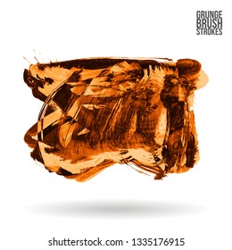 Orange brush stroke and texture. Grunge vector abstract hand - painted element. Underline and border design.