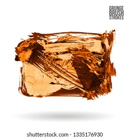 Orange brush stroke and texture. Grunge vector abstract hand - painted element. Underline and border design.