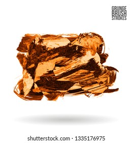 Orange brush stroke and texture. Grunge vector abstract hand - painted element. Underline and border design.