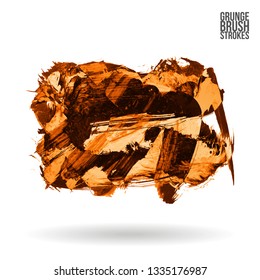 Orange brush stroke and texture. Grunge vector abstract hand - painted element. Underline and border design.