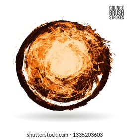 Orange brush stroke and texture. Grunge vector abstract hand - painted element. Underline and border design.