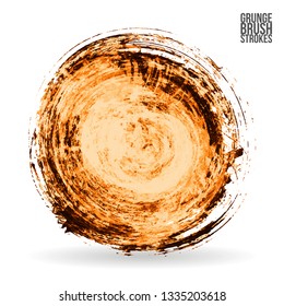 Orange brush stroke and texture. Grunge vector abstract hand - painted element. Underline and border design.