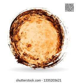 Orange brush stroke and texture. Grunge vector abstract hand - painted element. Underline and border design.