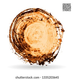 Orange brush stroke and texture. Grunge vector abstract hand - painted element. Underline and border design.