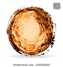Orange brush stroke and texture. Grunge vector abstract hand - painted element. Underline and border design.