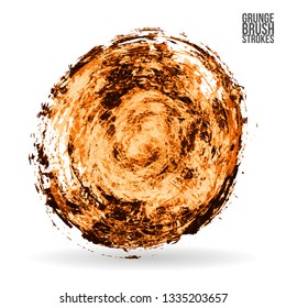 Orange brush stroke and texture. Grunge vector abstract hand - painted element. Underline and border design.