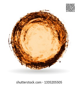 Orange brush stroke and texture. Grunge vector abstract hand - painted element. Underline and border design.