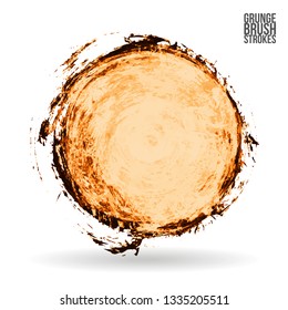 Orange brush stroke and texture. Grunge vector abstract hand - painted element. Underline and border design.