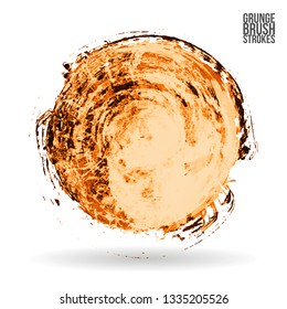 Orange brush stroke and texture. Grunge vector abstract hand - painted element. Underline and border design.