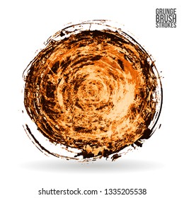Orange brush stroke and texture. Grunge vector abstract hand - painted element. Underline and border design.