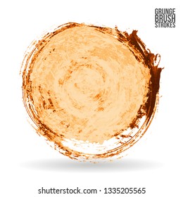 Orange brush stroke and texture. Grunge vector abstract hand - painted element. Underline and border design.