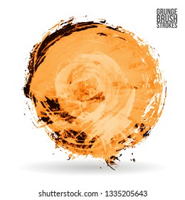 Orange brush stroke and texture. Grunge vector abstract hand - painted element. Underline and border design.